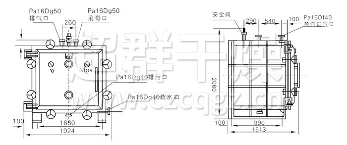 方形静态真空干燥机结构示意图